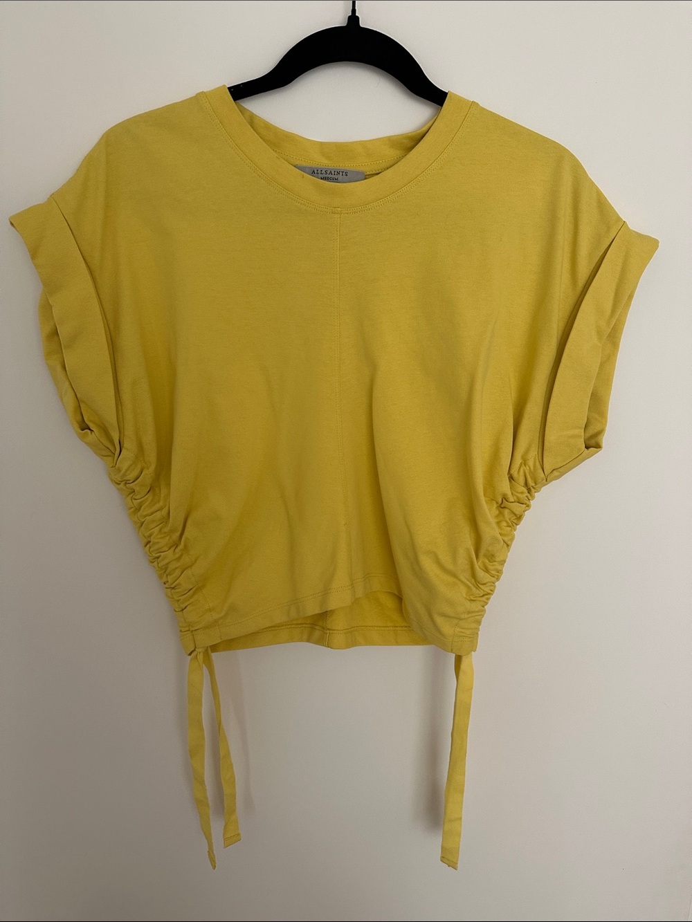 All Saints Lemon Drawstring Ruched Crop Top